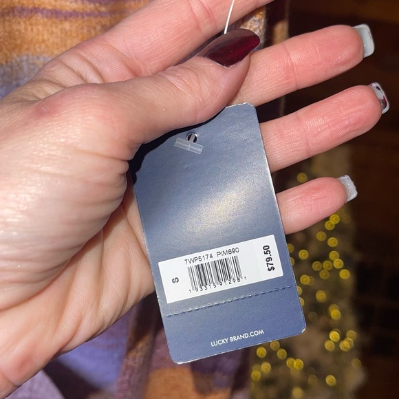 LUCKY BRAND Space Dye Malibu Open Front Cardigan Sweater with Hand Pockets S NWT - Picture 9 of 11